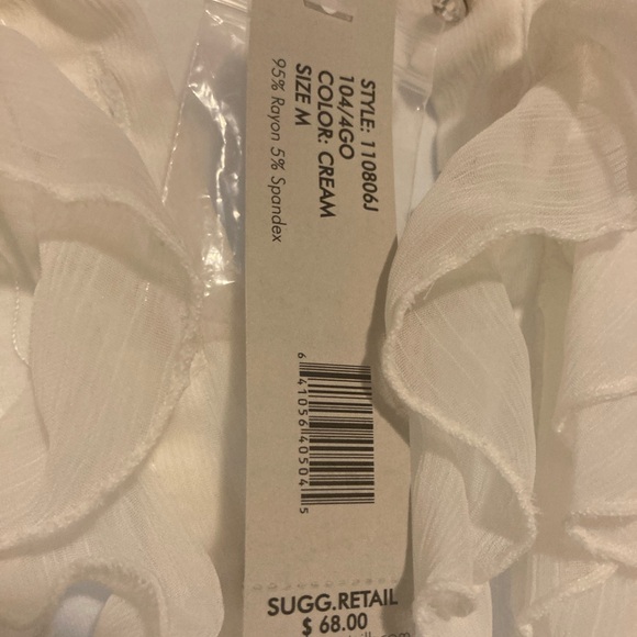 august silk Tops - White/Cream Ruffled August Silk Blouse Size M New w/Tags Free Shipping
